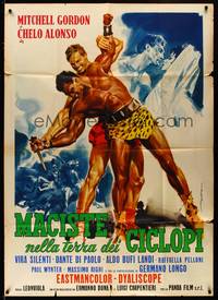 9e426 ATLAS AGAINST THE CYCLOPS Italian 1p '61 art of men battling + sexy Chelo Alonso by De Seta!
