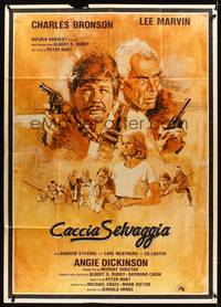 9e448 DEATH HUNT Italian 1p '81 artwork of Charles Bronson & Lee Marvin with guns by John Solie!