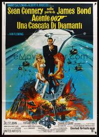 9e451 DIAMONDS ARE FOREVER Italian 1p '71 art of Sean Connery as James Bond by Robert McGinnis!