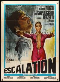 9e462 ESCALATION Italian 1p '68 art of sexy Claudine Auger in unzipped jumpsuit by Deamicis!