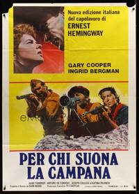 9e468 FOR WHOM THE BELL TOLLS Italian 1p R70s Gary Cooper, Ingrid Bergman, Hemingway, different!