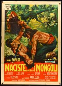 9e483 HERCULES AGAINST THE MONGOLS Italian 1p '63 different art of Mark Forest as Maciste!