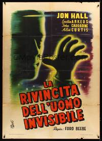 9e494 INVISIBLE MAN'S REVENGE Italian 1p 1949 Jon Hall, H.G. Wells, cool different sci-fi art!