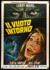 9e562 SHADOW OF DEATH Italian 1p '69 close up art of terrified girl by Renato Casaro!