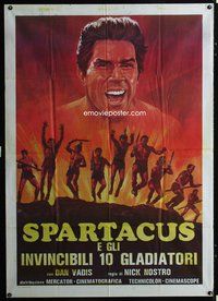9e566 SPARTACUS & THE TEN GLADIATORS Italian 1p R80s art of Dan Vadis & his men attacking by Aller!