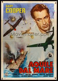 9e577 TASK FORCE Italian 1p '58 different art of Gary Cooper & airplane dogfight by Enzo Nistri!