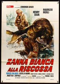 9e596 WHITE FANG TO THE RESCUE Italian 1p '75 Casaro art of dog saving man from attacking bear!
