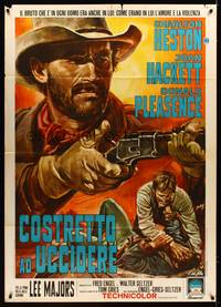 9e598 WILL PENNY Italian 1p '68 different close up art of cowboy Charlton Heston by Antonio Mos!