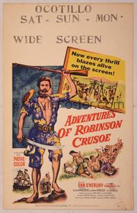 9e007 ADVENTURES OF ROBINSON CRUSOE WC '54 Luis Bunuel, art of castaway Dan O'Herlihy!