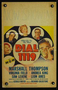 9e033 DIAL 1119 WC '50 different phone image of Virginia Field, Marshall Thompson, film noir!