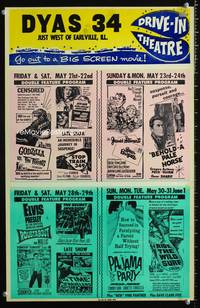 9e035 DYAS 34 DRIVE-IN THEATRE local theater WC '65 Godzilla vs the Thing, Roustabout & more!