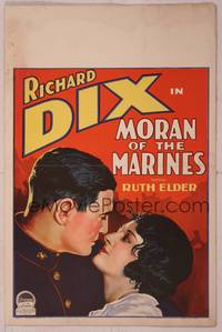 9e079 MORAN OF THE MARINES WC '28 great romantic artwork of soldier Richard Dix & Ruth Elder!