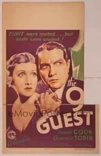 9e082 NINTH GUEST WC '34 great close up art of Donald Cook holding scared Genevieve Tobin!