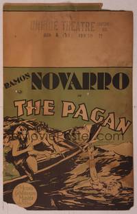9e088 PAGAN WC '29 art of Ramon Novarro & Renee Adoree in boat trying to rescue drowning man!