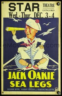 9e102 SEA LEGS WC '30 great art of sailor Jack Oakie in rowboat looking through spyglass!