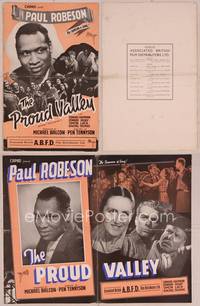 9f399 PROUD VALLEY English pressbook '40 Pen Tennyson directed, Paul Robeson!