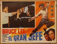 9f659 FISTS OF FURY Mexican LC '73 wild image of Bruce Lee sawing man's head!