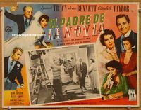 9f657 FATHER OF THE BRIDE Mexican LC '50 art of Spencer Tracy spanking Liz Taylor in gown!