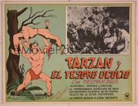 9f701 NEW ADVENTURES OF TARZAN Mexican LC '40s art of Herman Brix throwing native, jungle serial!