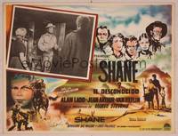 9f725 SHANE Mexican LC '53 George Stevens' most classic western, Alan Ladd in pioneer outfit!