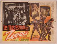9f741 SWORD OF ZORRO Mexican LC '63 masked Guy Stockwell, artwork of three Zorros!