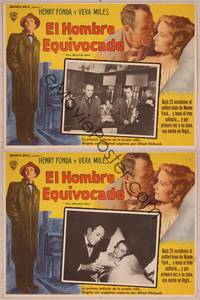 9f613 WRONG MAN 2 Mexican LCs '57 Henry Fonda, Vera Miles, Alfred Hitchcock directed!