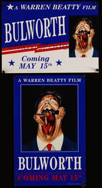 9f032 BULWORTH lot of 75 mini posters '98 directed by Warren Beatty, cool political artwork!