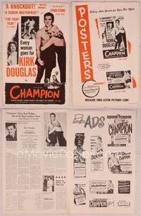 9f125 CHAMPION pressbook R55 boxer Kirk Douglas with Marilyn Maxwell, boxing classic!