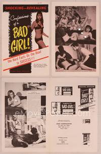 9f144 CONFESSIONS OF A BAD GIRL pressbook '65 Barry Mahon, sex, hard facts on the road to success!