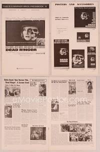 9f158 DEAD RINGER pressbook '64 creepy close up of skull & Bette Davis, who kills her own twin!