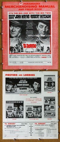 9f193 EL DORADO pressbook '66 John Wayne, Robert Mitchum, the big one with the big two!