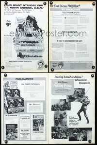 9f329 LT. ROBIN CRUSOE, U.S.N. pressbook '66 Disney, cool art of Dick Van Dyke with island babes!