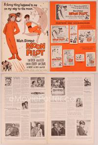 9f348 MOON PILOT pressbook '62 Disney, Tom Tryon, Dany Saval, wacky space man and moon girl art!