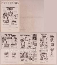 9f382 OUR MAN FLINT/IN LIKE FLINT pressbook '67 James Coburn, Flint Double-bill, Bob Peak art!