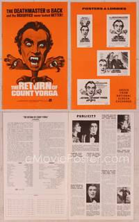 9f412 RETURN OF COUNT YORGA pressbook '71 Robert Quarry, AIP vampires, wild monster art!