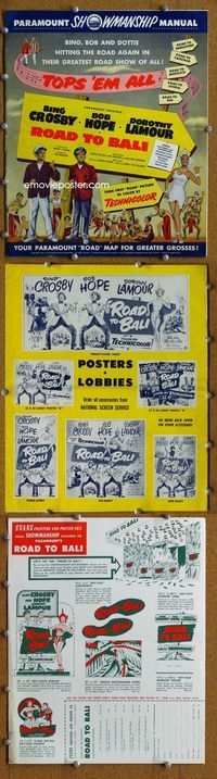 9f414 ROAD TO BALI pressbook '52 Bing Crosby, Bob Hope & sexy Dorothy Lamour in India!