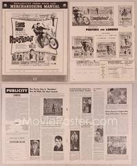 9f420 ROUSTABOUT pressbook '64 roving, restless, reckless Elvis Presley on motorcycle!
