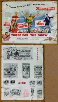 9f493 THREE FOR THE SHOW pressbook '54 Betty Grable, Jack Lemmon, Marge & Gower Champion!