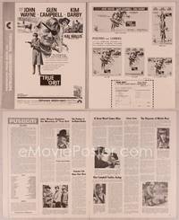 9f514 TRUE GRIT pressbook '69 John Wayne as Rooster Cogburn, Kim Darby, Glen Campbell!