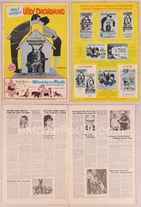 9f517 UGLY DACHSHUND pressbook '66 Walt Disney, art of Great Dane with wiener dogs!