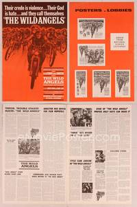 9f540 WILD ANGELS pressbook '66 cool image of biker Peter Fonda & sexy Nancy Sinatra on motorcycle