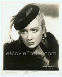 9g031 BARBARY COAST 8x10 still '35 great close up of stern-looking Miriam Hopkins in feather boa!