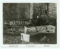 9g116 DRACULA 8x10 still R51 Tod Browning, vampire Bela Lugosi in cape standing by coffin!