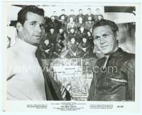 9g173 GREAT ESCAPE candid 8x10 still '63 McQueen & Garner standing by photo of real escapees!