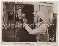 9g250 LAWLESS STREET 8x10 still '55 Randolph Scott says goodbye to Angela Lansbury in stagecoach!