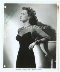 9g298 MAUREEN O'HARA signed 8x10.25 still '40s great sexy portrait in low-cut see-through dress!