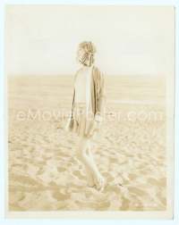 9g318 MYRNA LOY 8x10 still '20s beautiful standing portrait on beach with ocean behind her!