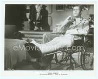 9g366 REAR WINDOW 8x10 still '54 Hitchcock, c/u of voyeur Jimmy Stewart with cast in wheelchair!