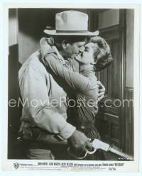 9g372 RIO BRAVO 8x10 still '59 romantic close up of John Wayne about to kiss Angie Dickinson!
