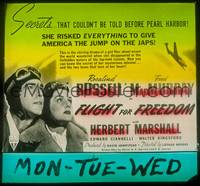 9h080 FLIGHT FOR FREEDOM glass slide '43 Russell & MacMurray in a story hushed before Pearl Harbor!